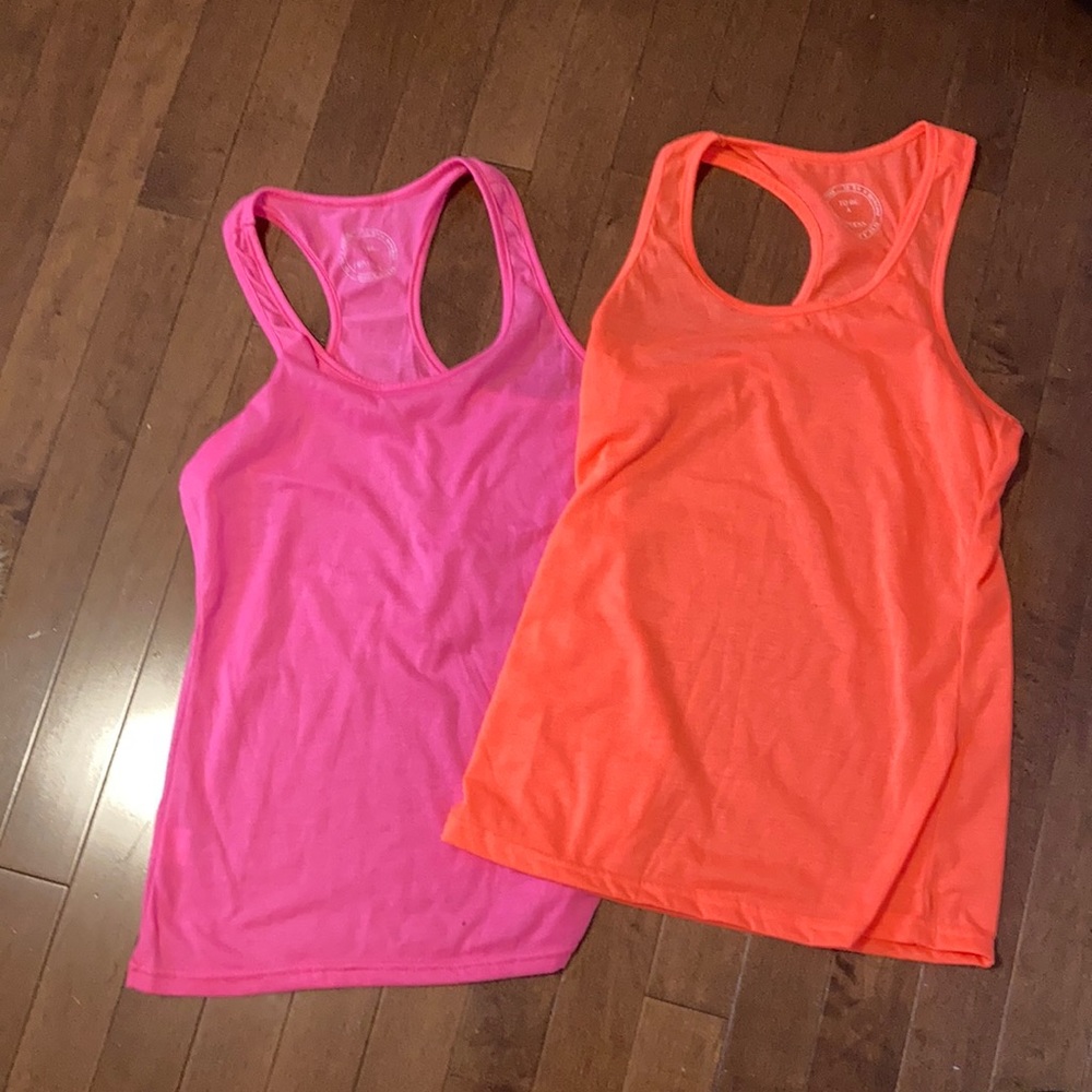 Two neon tank tops
